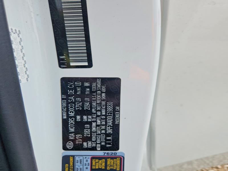 58935236 :رقم المزاد ، 3KPF34AD0LE198830 vin ، 2020 Kia Forte مزاد بيع