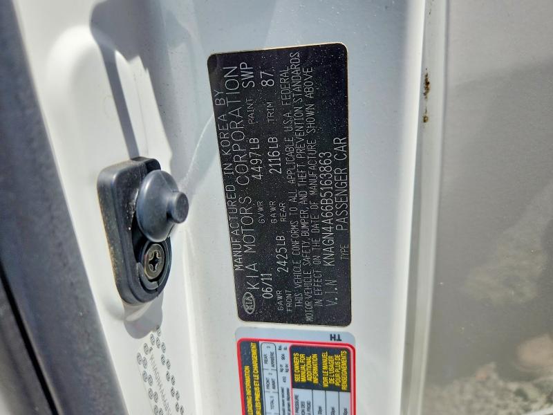 Aukcja sprzedaży 2011 Kia Optima, vin: KNAGN4A66B5163863, numer aukcji: 56766026