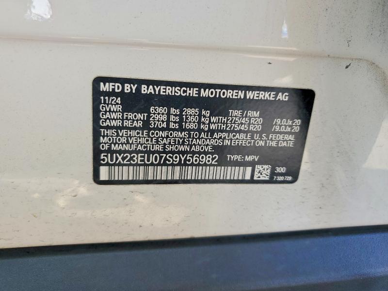 2025 Bmw X5 მანქანა იყიდება აუქციონზე, vin: 5UX23EU07S9Y56982, აუქციონის ნომერი: 56290986