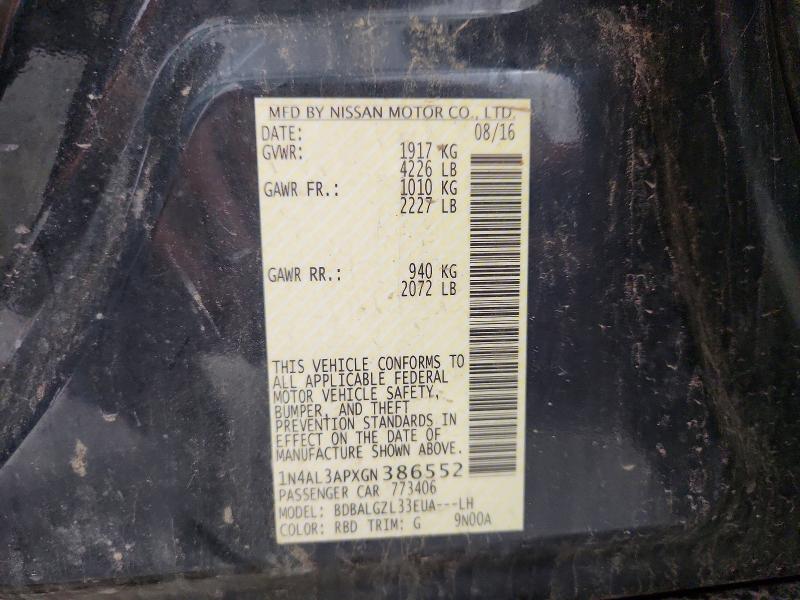 Продажа на аукционе авто 2016 Nissan Altima, vin: 1N4AL3APXGN386552, номер лота: 55467416