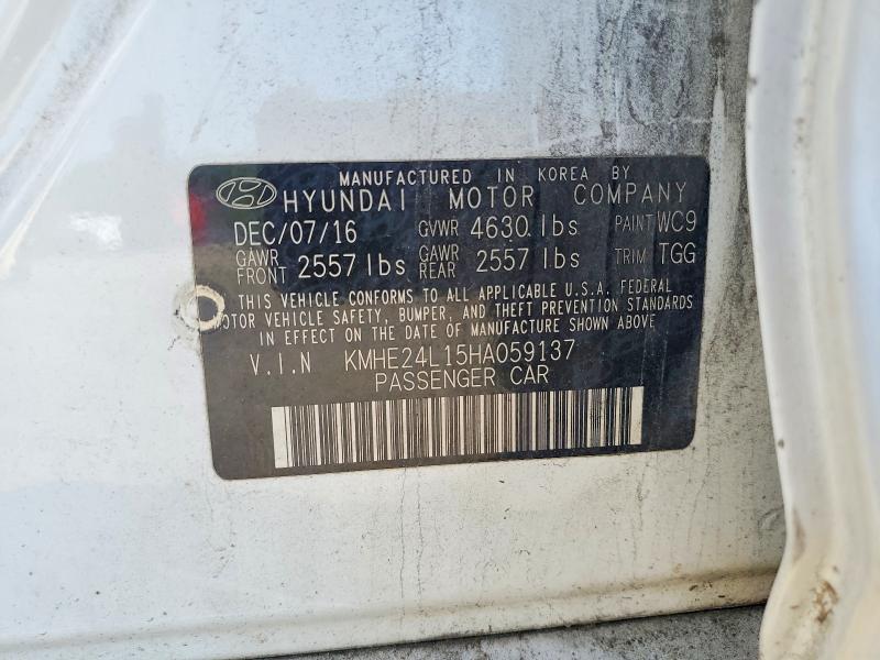 56297286 :رقم المزاد ، KMHE24L15HA059137 vin ، 2017 Hyundai Sonata Hybrid مزاد بيع