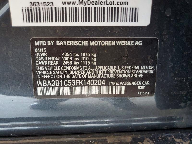 Aukcja sprzedaży 2015 Bmw 320, vin: WBA3B1C53FK140204, numer aukcji: 57879156