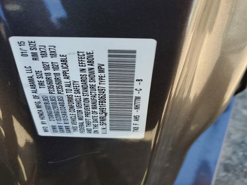 Aukcja sprzedaży 2015 Honda Odyssey, vin: 5FNRL5H91FB062497, numer aukcji: 56397356