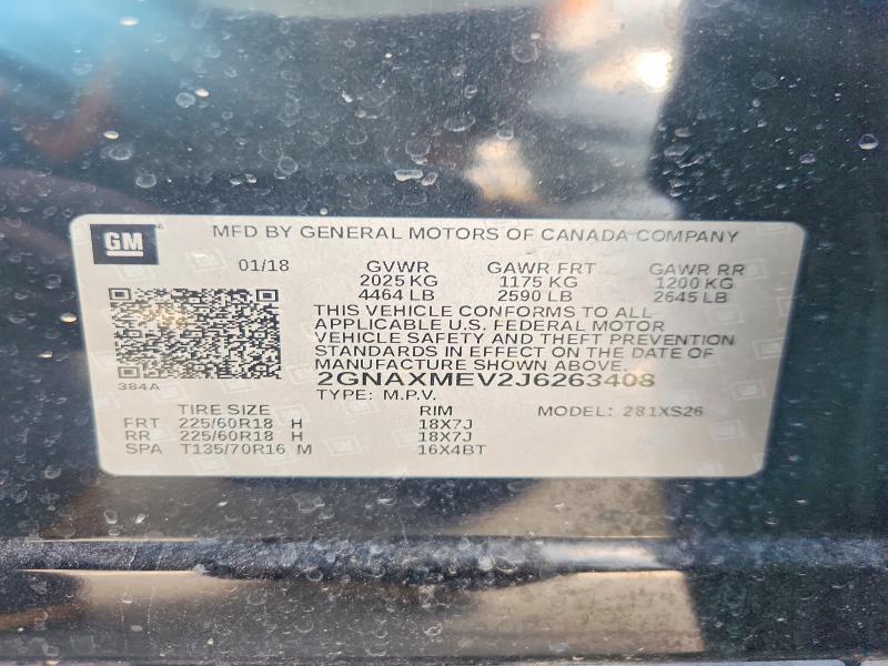Продажа на аукционе авто 2018 Chevrolet Equinox, vin: 2GNAXMEV2J6263408, номер лота: 57550526