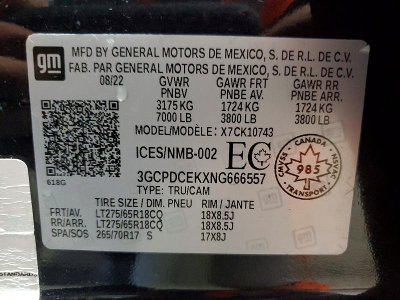 Aukcja sprzedaży 2022 Chevrolet Silverado, vin: 3GCPDCEKXNG666557, numer aukcji: 55898856