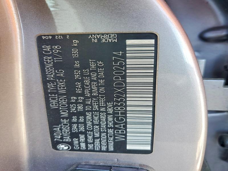 Продаж на аукціоні авто 1999 Bmw 740, vin: WBAGH8332XDP02574, номер лоту: 57756326