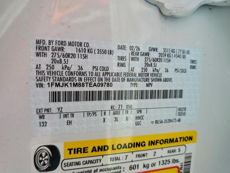 Продажа на аукционе авто 2026 Ford Expedition, vin: 1FMJK1M88TEA09780, номер лота: 56663446