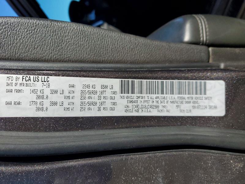 Aukcja sprzedaży 2018 Dodge Durango, vin: 1C4RDJDG8JC462900, numer aukcji: 55721466