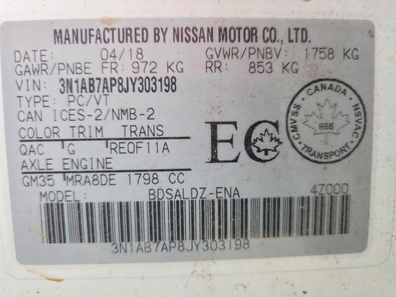 Aukcja sprzedaży 2018 Nissan Sentra, vin: 3N1AB7AP8JY303198, numer aukcji: 56133846