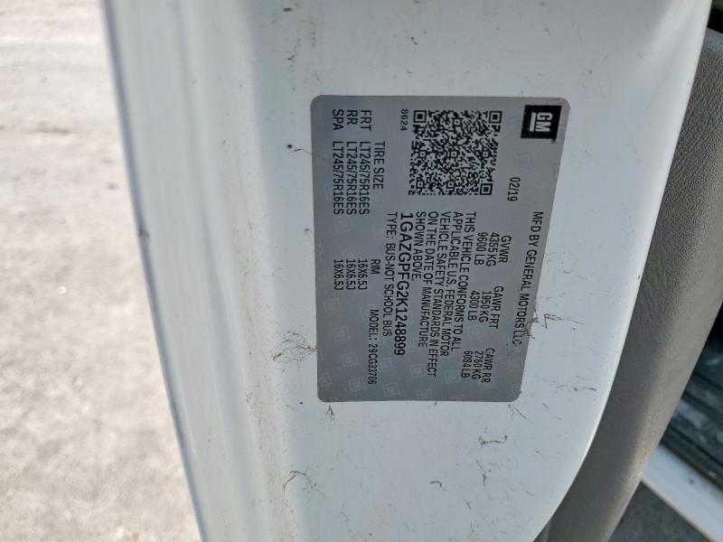 2019 Chevrolet Express G3500 მანქანა იყიდება აუქციონზე, vin: 1GAZGPFG2K1248899, აუქციონის ნომერი: 58595386