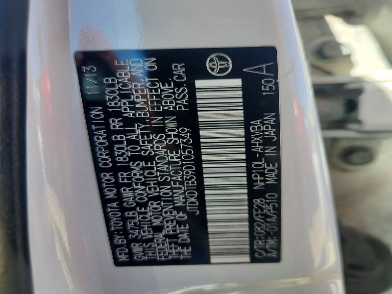 2013 Toyota Prius C მანქანა იყიდება აუქციონზე, vin: JTDKDTB39D1057349, აუქციონის ნომერი: 55372116