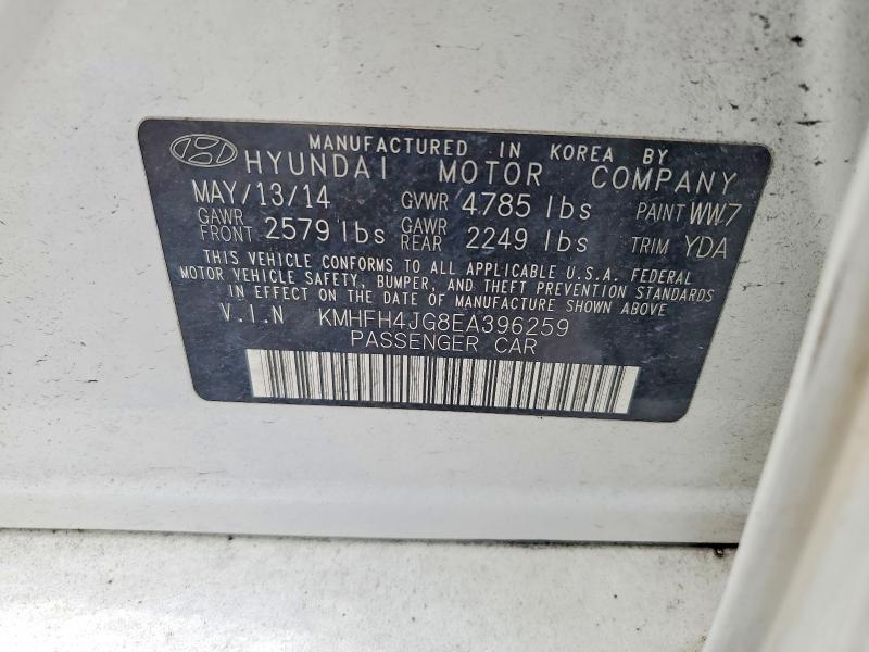 2014 Hyundai Azera მანქანა იყიდება აუქციონზე, vin: KMHFH4JG8EA396259, აუქციონის ნომერი: 57881976