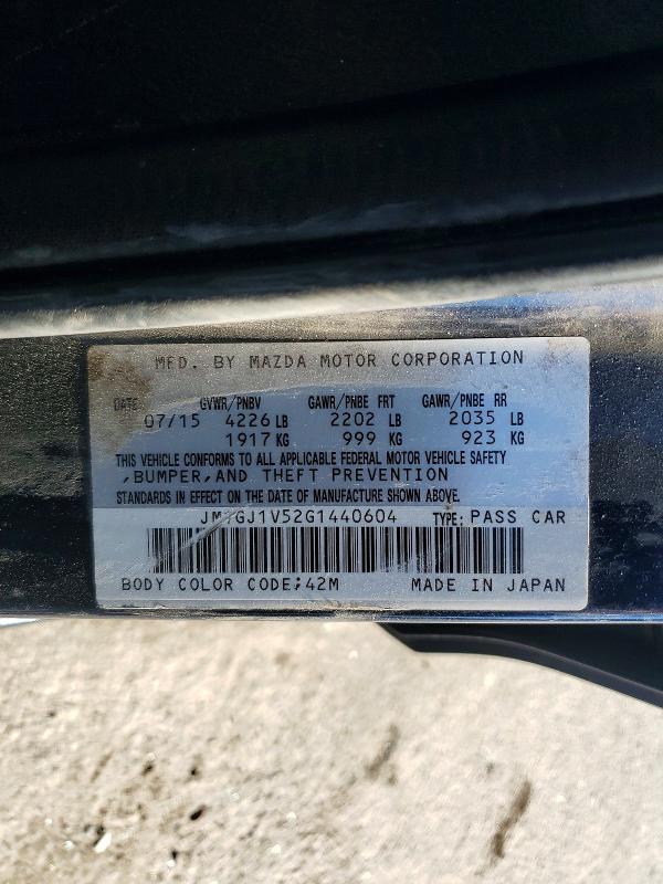 Aukcja sprzedaży 2016 Mazda 6, vin: JM1GJ1V52G1440604, numer aukcji: 56245416