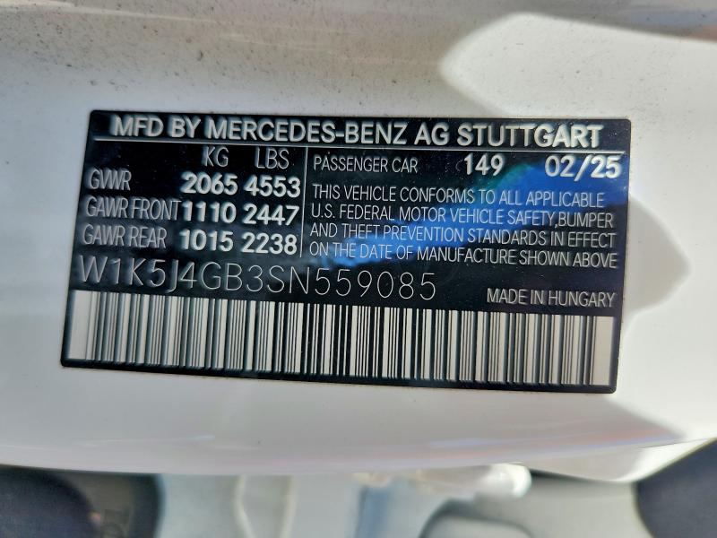 58653616 :رقم المزاد ، W1K5J4GB3SN559085 vin ، 2025 Mercedes-benz Cla مزاد بيع