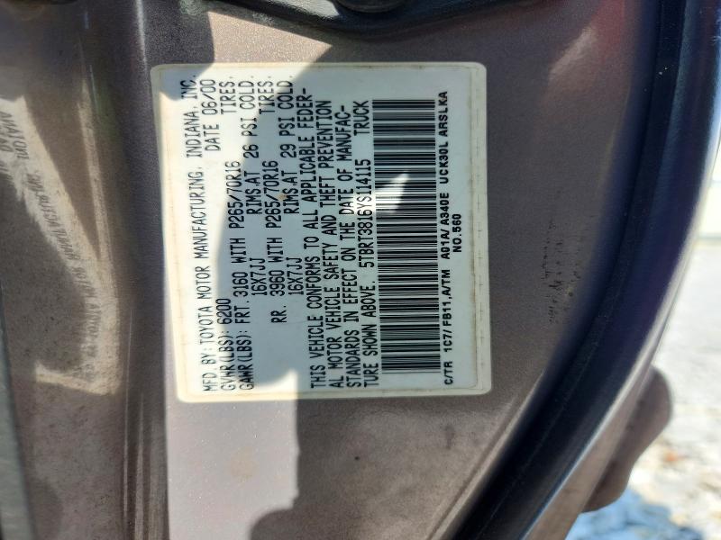 Продажа на аукционе авто 2000 Toyota Tundra, vin: 5TBRT3816YS114115, номер лота: 57928246
