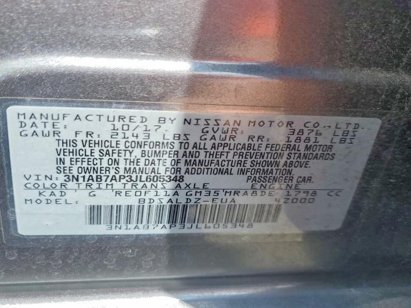 Продажа на аукционе авто 2018 Nissan Sentra, vin: 3N1AB7AP3JL605348, номер лота: 56832386
