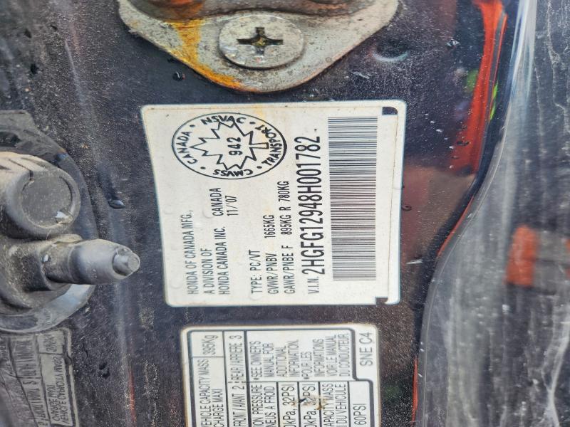 Aukcja sprzedaży 2008 Honda Civic, vin: 2HGFG12948H001782, numer aukcji: 57315056