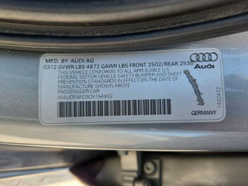 58648586 :رقم المزاد ، WAUDFAFC0CN154932 vin ، 2012 Audi A6 مزاد بيع