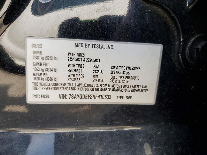 Продаж на аукціоні авто 2022 Tesla Model Y, vin: 7SAYGDEF3NF410533, номер лоту: 58548986