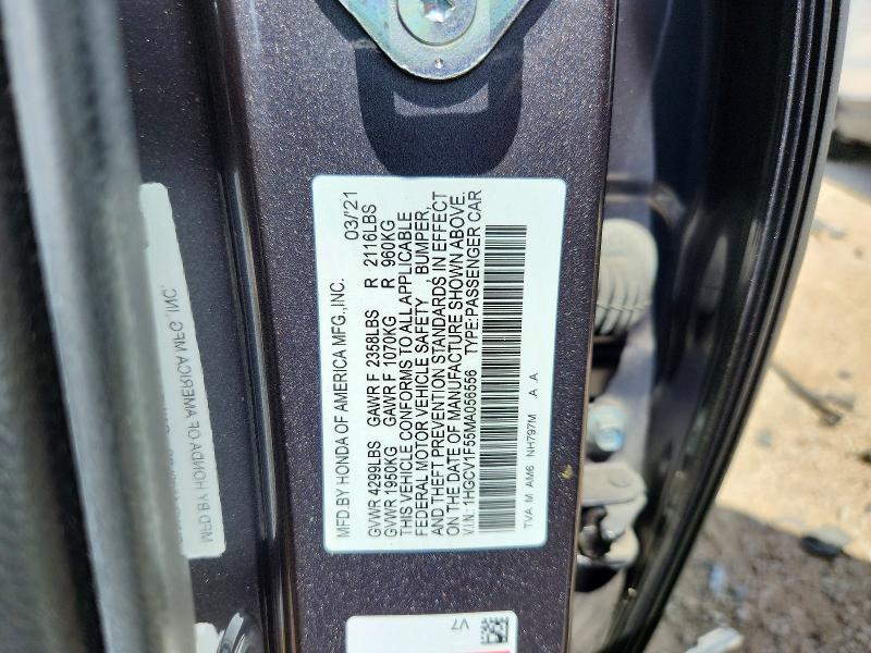 2021 Honda Accord მანქანა იყიდება აუქციონზე, vin: 1HGCV1F55MA056556, აუქციონის ნომერი: 56030266