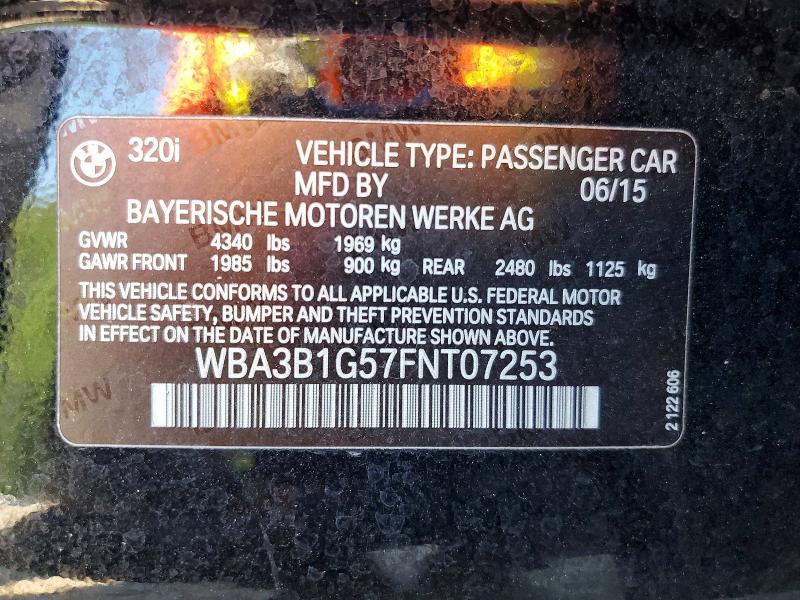 Aukcja sprzedaży 2015 Bmw 320, vin: WBA3B1G57FNT07253, numer aukcji: 55511036