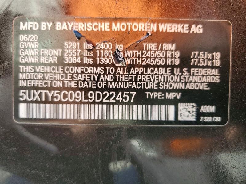 2020 Bmw X3 მანქანა იყიდება აუქციონზე, vin: 5UXTY5C09L9D22457, აუქციონის ნომერი: 85612885
