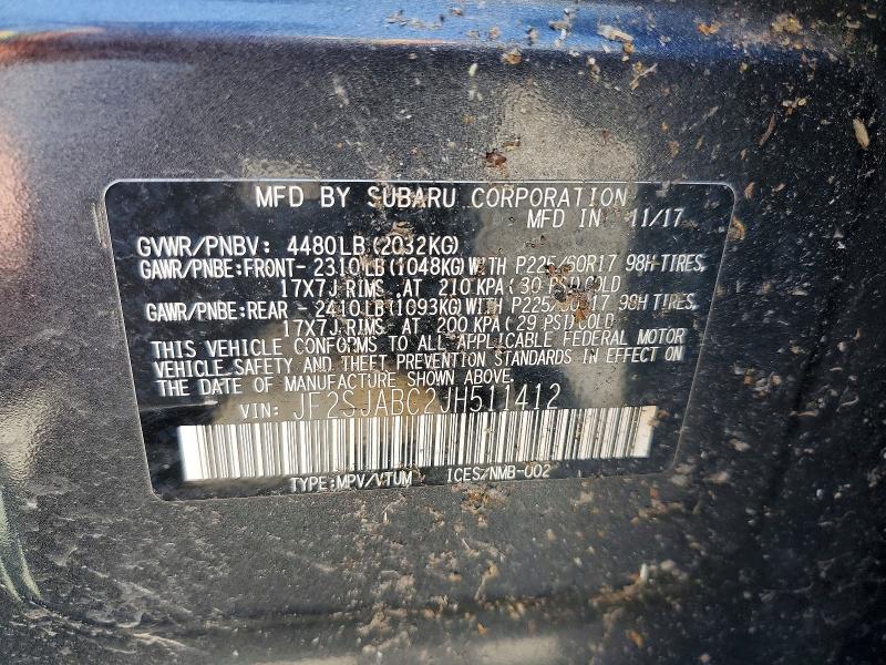 Продаж на аукціоні авто 2018 Subaru Forester, vin: JF2SJABC2JH511412, номер лоту: 56316106