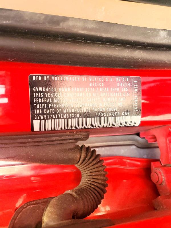 57172096 :رقم المزاد ، 3VW517AT7EM823000 vin ، 2014 Volkswagen Beetle مزاد بيع