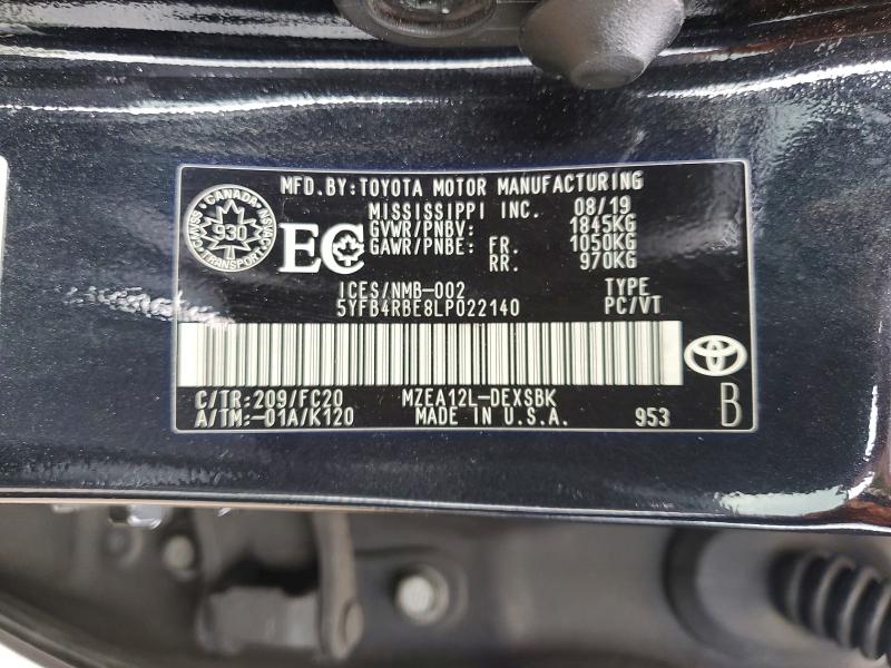 Продажа на аукционе авто 2020 Toyota Corolla, vin: 5YFB4RBE8LP022140, номер лота: 58891036