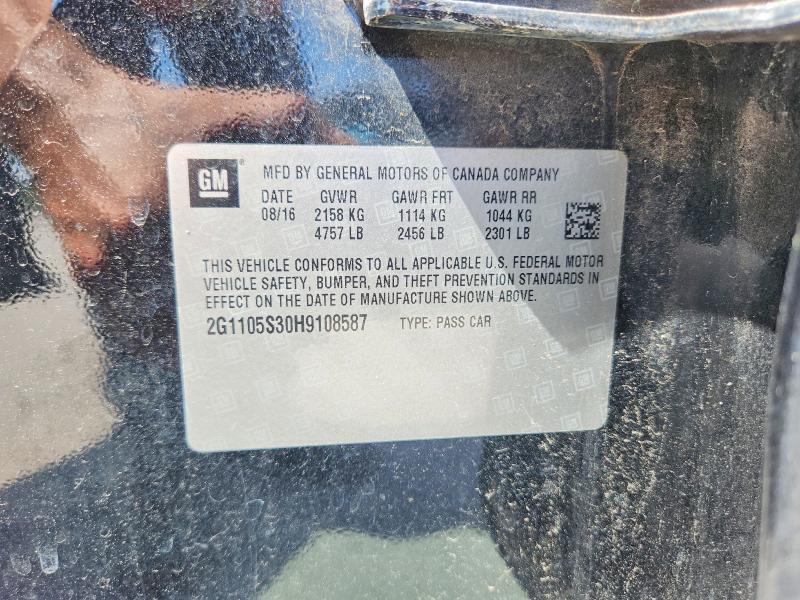 2017 Chevrolet Impala მანქანა იყიდება აუქციონზე, vin: 2G1105S30H9108587, აუქციონის ნომერი: 54883476