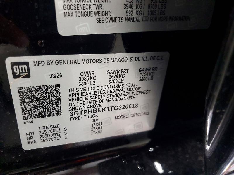 Продаж на аукціоні авто 2026 Gmc Sierra, vin: 3GTPHBEK1TG320618, номер лоту: 56124986