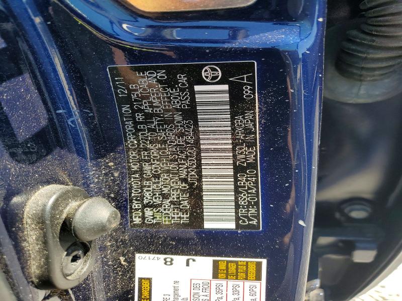 55807846 :رقم المزاد ، JTDKN3DU2C1484423 vin ، 2012 Toyota Prius مزاد بيع