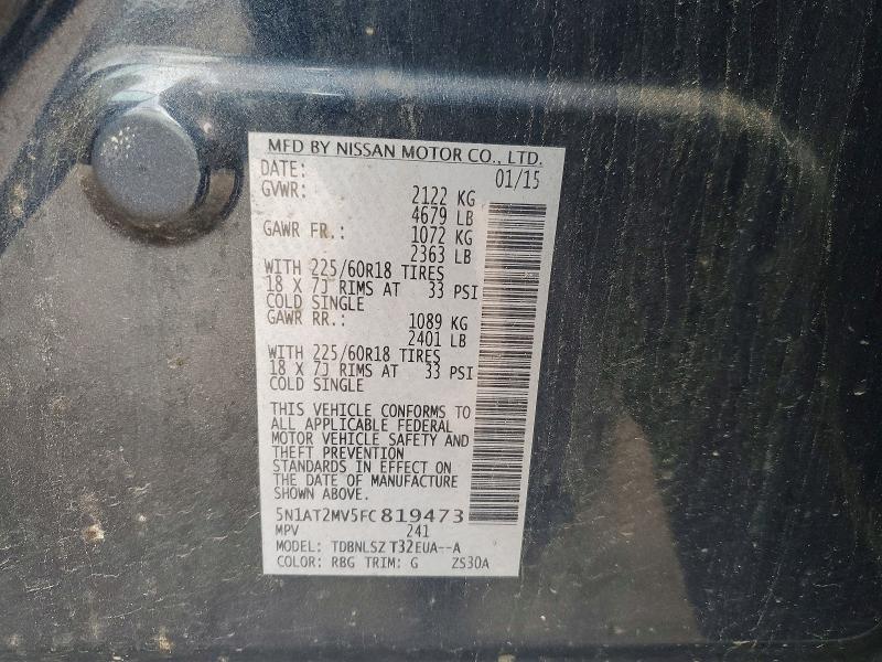 Aukcja sprzedaży 2015 Nissan Rogue, vin: 5N1AT2MV5FC819473, numer aukcji: 58305846
