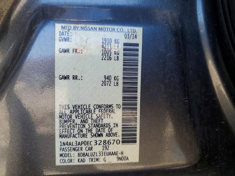 Aukcja sprzedaży 2014 Nissan Altima, vin: 1N4AL3AP0EC328670, numer aukcji: 57619316