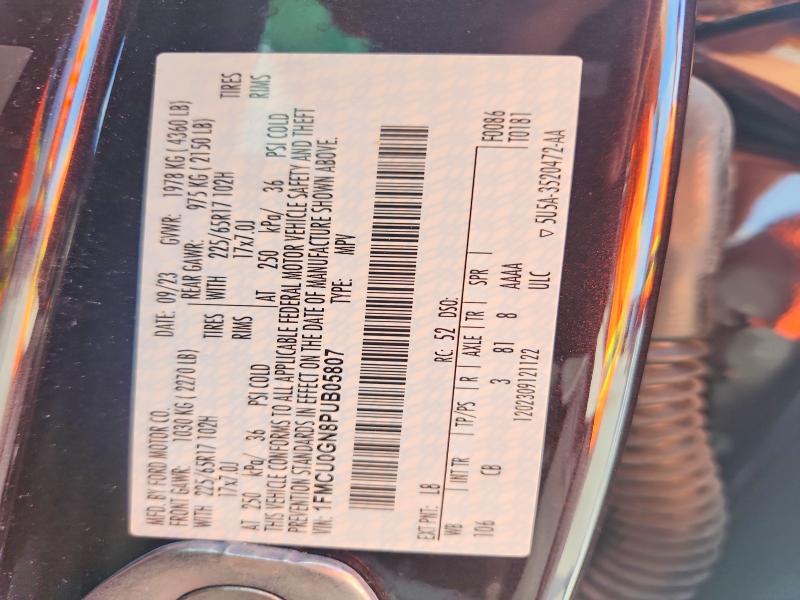 2023 Ford Escape მანქანა იყიდება აუქციონზე, vin: 1FMCU0GN8PUB05807, აუქციონის ნომერი: 56412306