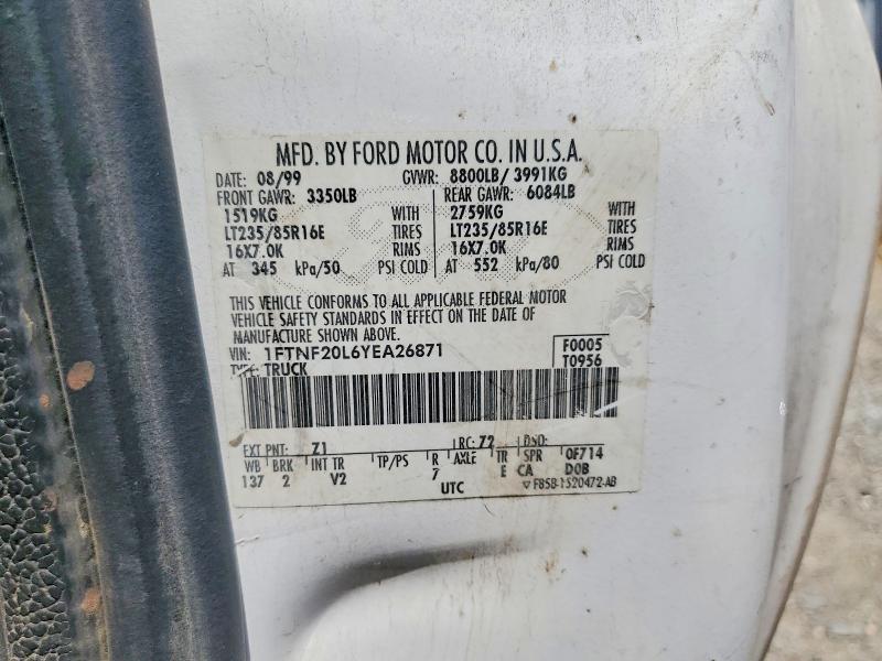 53436146 :رقم المزاد ، 1FTNF20L6YEA26871 vin ، 2000 Ford F250 مزاد بيع