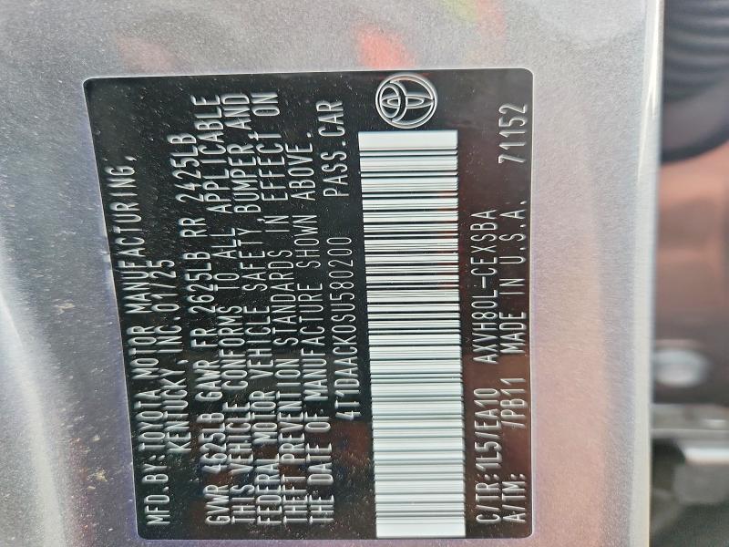 57064886 :رقم المزاد ، 4T1DAACK0SU580200 vin ، 2025 Toyota Camry مزاد بيع