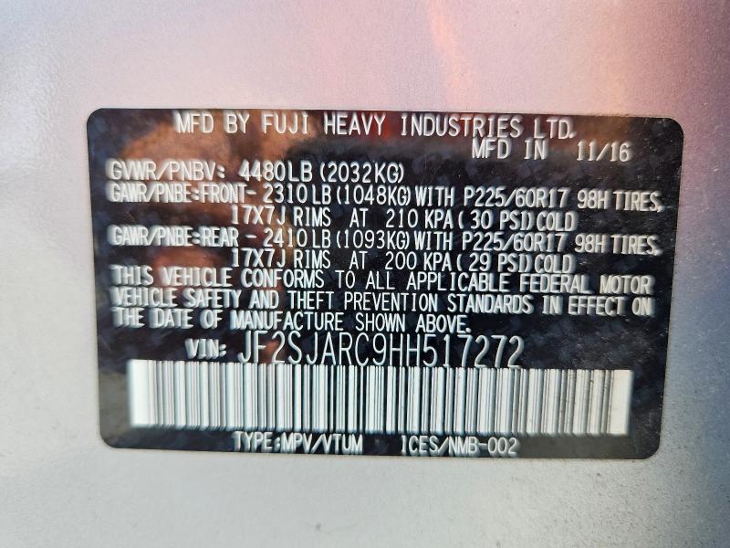 Aukcja sprzedaży 2017 Subaru Forester, vin: JF2SJARC9HH517272, numer aukcji: 57226166