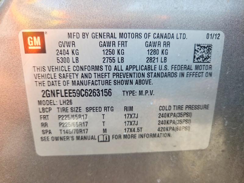 Продаж на аукціоні авто 2012 Chevrolet Equinox, vin: 2GNFLEE59C6263156, номер лоту: 59288296