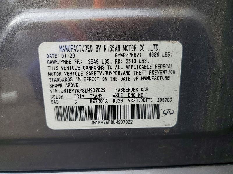 Продаж на аукціоні авто 2020 Infiniti Q50, vin: JN1EV7AP8LM207022, номер лоту: 58880776