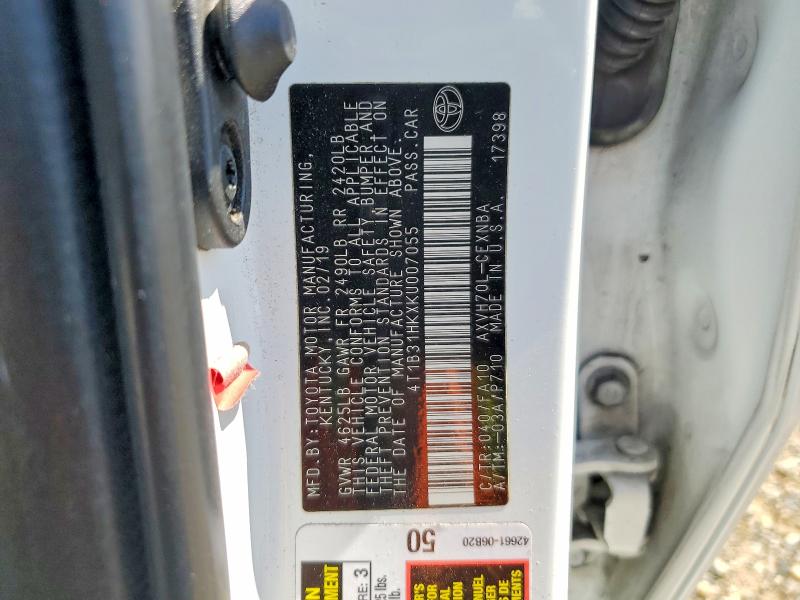 Продажа на аукционе авто 2019 Toyota Camry, vin: 4T1B31HKXKU007055, номер лота: 55948516