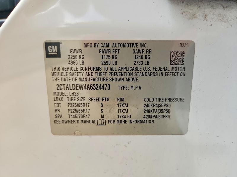 55909636 :رقم المزاد ، 2CTALDEW4A6324470 vin ، 2010 Gmc Terrain مزاد بيع