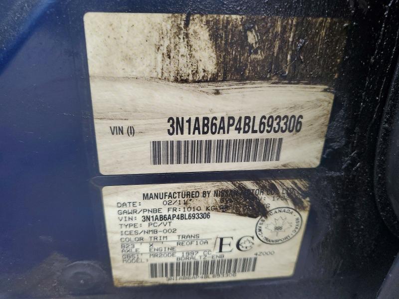 Продаж на аукціоні авто 2011 Nissan Sentra, vin: 3N1AB6AP4BL693306, номер лоту: 56431566