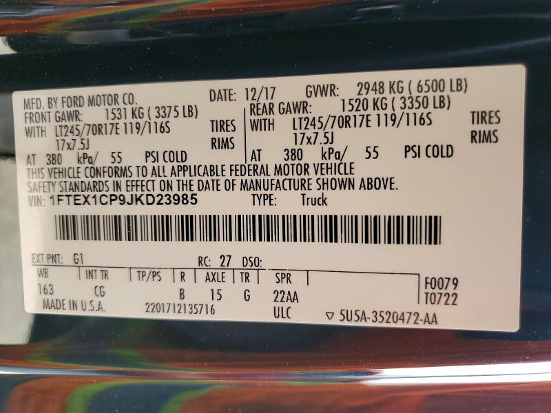 Продажа на аукционе авто 2018 Ford F150, vin: 1FTEX1CP9JKD23985, номер лота: 58837816