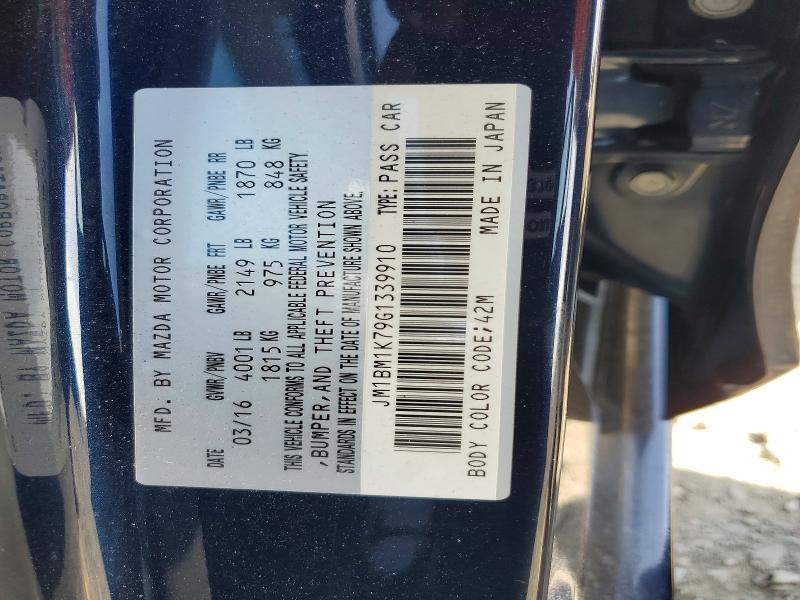 56090656 :رقم المزاد ، JM1BM1K79G1339910 vin ، 2016 Mazda 3 مزاد بيع