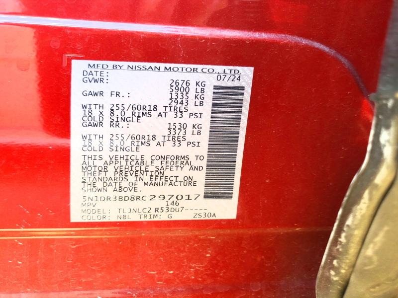 Продаж на аукціоні авто 2024 Nissan Pathfinder, vin: 5N1DR3BD8RC297017, номер лоту: 57706546