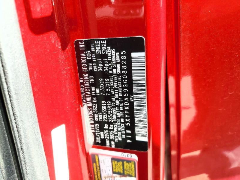 Продажа на аукционе авто 2016 Kia Sorento, vin: 5XYPKDA59GG088285, номер лота: 59543126