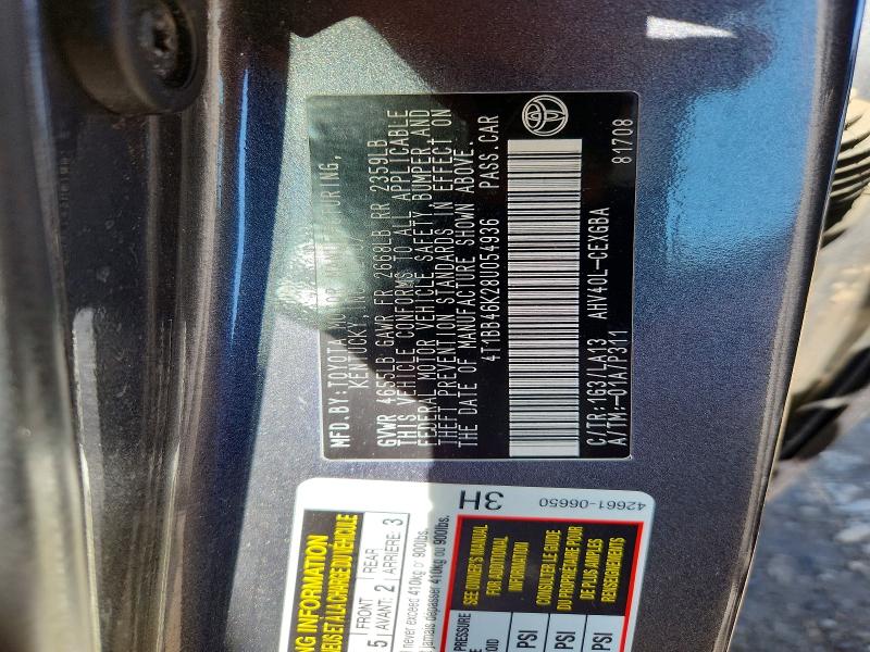 Aukcja sprzedaży 2008 Toyota Camry, vin: 4T1BB46K28U054936, numer aukcji: 58707336