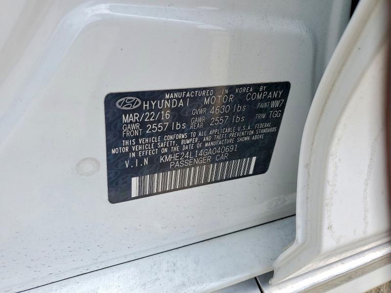 2016 Hyundai Sonata Hybrid მანქანა იყიდება აუქციონზე, vin: KMHE24L14GA040691, აუქციონის ნომერი: 57261036