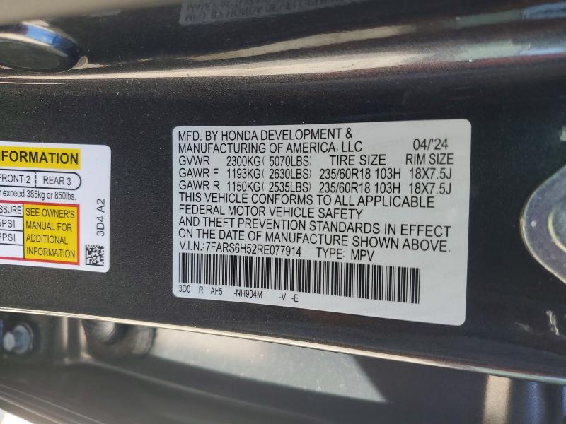 Продаж на аукціоні авто 2024 Honda Cr-v, vin: 7FARS6H52RE077914, номер лоту: 56498746